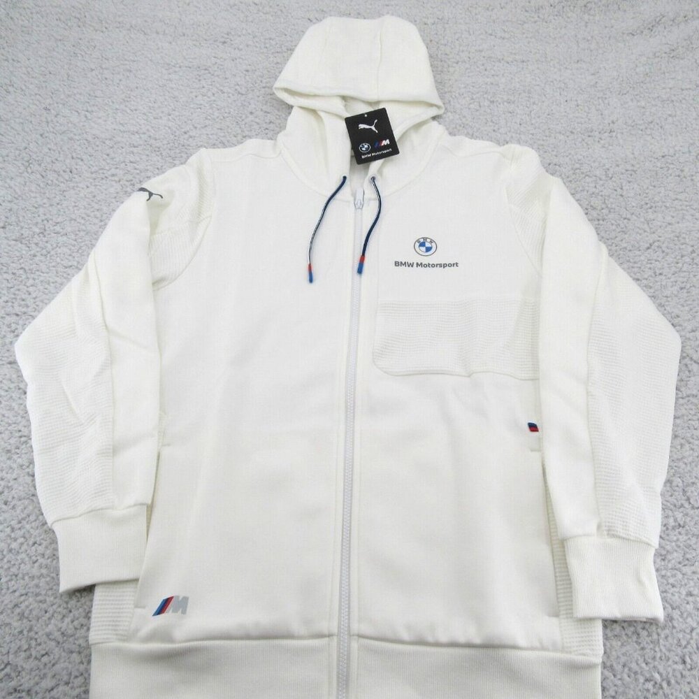 Puma BMW M Motorsport White Hoodie Full Zip Sweat Jacket Men's Size Large NEW - Picture 3 of 16